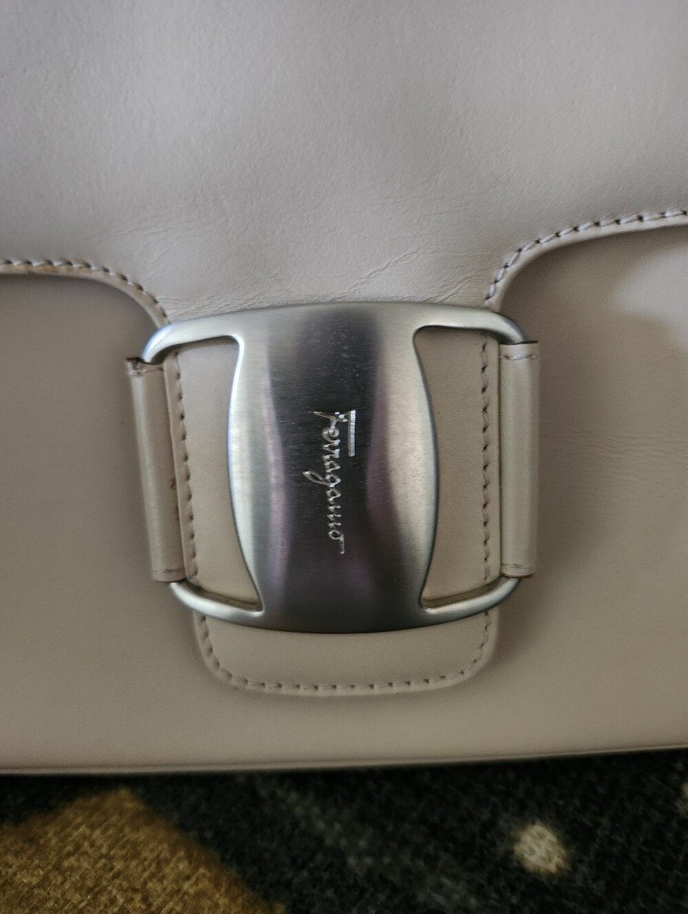 Sale​✨ Salvatore Ferragamo Cream Small Leather Flap Satchel ✨ - Picture 6 of 9